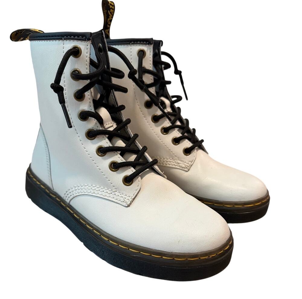Dr. Martens White Leather Zavala Combat Boots Women's 6 Men's 5